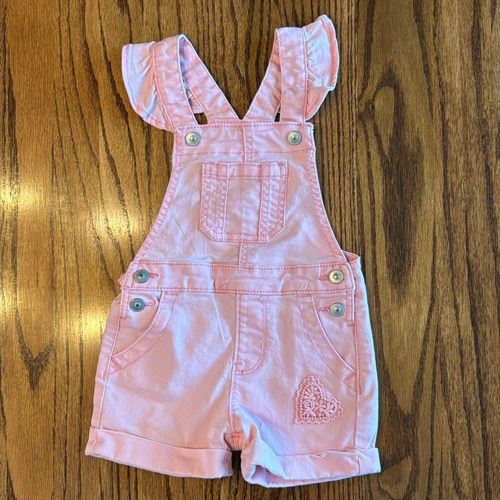 2T pink short overalls